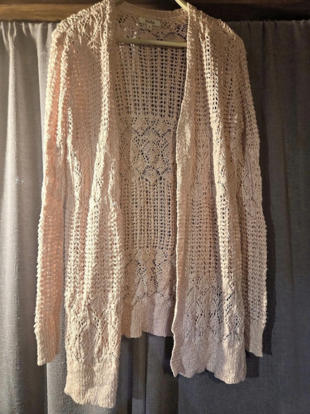Mudd Open-Front Knit Cardigan in Pink Size Small